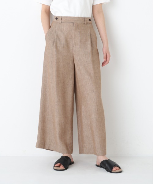 ◇【名品/5サイズ展開/ウォッシャブル】ドライタッチリネン混ガウチョ