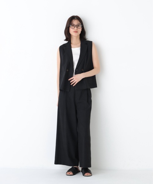◇【名品/5サイズ展開/ウォッシャブル】ドライタッチリネン混ガウチョ
