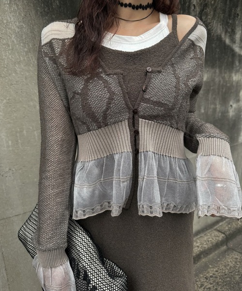 jacquard pattern sheer knit cardigan（カーディガン/ボレロ