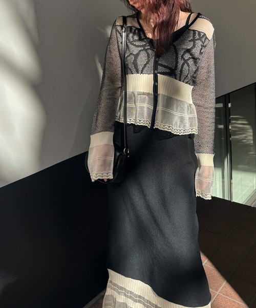 jacquard pattern sheer knit cardigan（カーディガン/ボレロ
