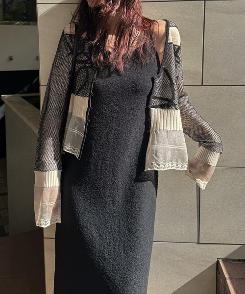 セール】jacquard pattern sheer knit cardigan（カーディガン/ボレロ