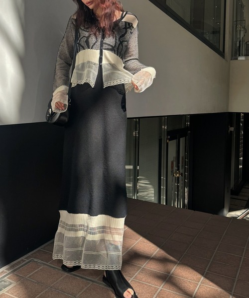 jacquard pattern sheer knit cardigan（カーディガン/ボレロ