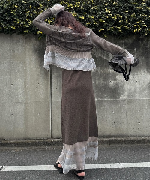 jacquard pattern sheer knit cardigan（カーディガン/ボレロ