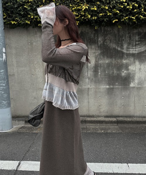 セール】jacquard pattern sheer knit cardigan（カーディガン/ボレロ
