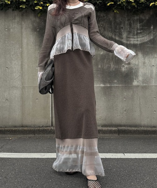 willfully カーディガン　トップス セール】jacquard pattern sheer knit cardigan（カーディガン/ボレロ