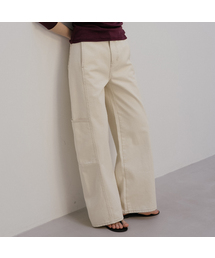 Line point wide denim pants [TISP05DP01]_Ivory