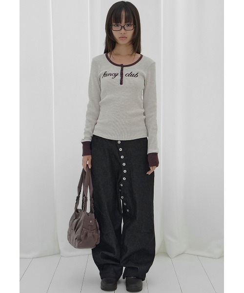 FANCY CLUB(ファンシークラブ)の「A'GEM/9 × .kom 『FANCY CLUB/ファンシークラブ』 HENLEY NECK WAFFLE LONG SLEEVE/ヘンリーネックワッフルロングスリーブ(Tシャツ/カットソー・レディース・アイボリー/グレー・FREE)」の17枚目の写真