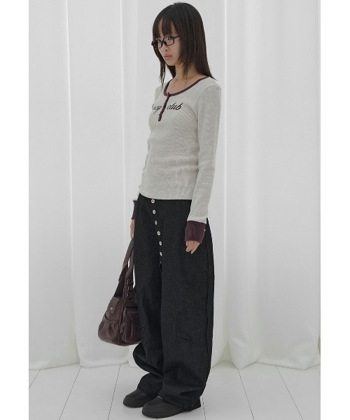 FANCY CLUB(ファンシークラブ)の「A'GEM/9 × .kom 『FANCY CLUB/ファンシークラブ』 HENLEY NECK WAFFLE LONG SLEEVE/ヘンリーネックワッフルロングスリーブ(Tシャツ/カットソー・レディース・アイボリー/グレー・FREE)」の18枚目の写真