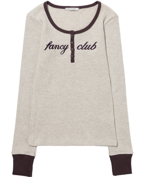 FANCY CLUB(ファンシークラブ)の「A'GEM/9 × .kom 『FANCY CLUB/ファンシークラブ』 HENLEY NECK WAFFLE LONG SLEEVE/ヘンリーネックワッフルロングスリーブ(Tシャツ/カットソー・レディース・アイボリー/グレー・FREE)」の4枚目の写真