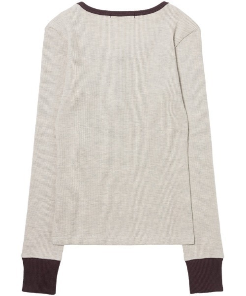 FANCY CLUB(ファンシークラブ)の「A'GEM/9 × .kom 『FANCY CLUB/ファンシークラブ』 HENLEY NECK WAFFLE LONG SLEEVE/ヘンリーネックワッフルロングスリーブ(Tシャツ/カットソー・レディース・アイボリー/グレー・FREE)」の5枚目の写真