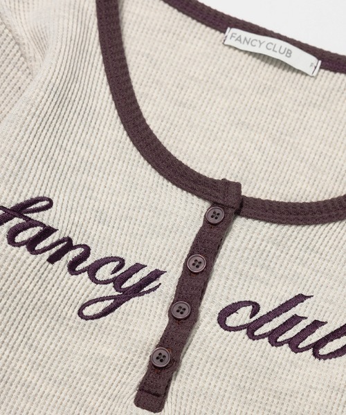 FANCY CLUB(ファンシークラブ)の「A'GEM/9 × .kom 『FANCY CLUB/ファンシークラブ』 HENLEY NECK WAFFLE LONG SLEEVE/ヘンリーネックワッフルロングスリーブ(Tシャツ/カットソー・レディース・アイボリー/グレー・FREE)」の6枚目の写真