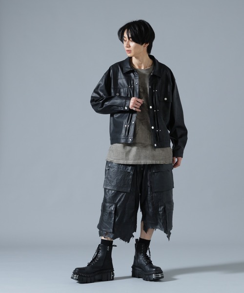 DANKE SCHON（ダンケシェーン）の「DankeSchon/ダンケシェーン/REPRO-LEATHER CARGO SHORTS（カーゴパンツ・メンズ・ブラック・L/M）」の6枚目の写真