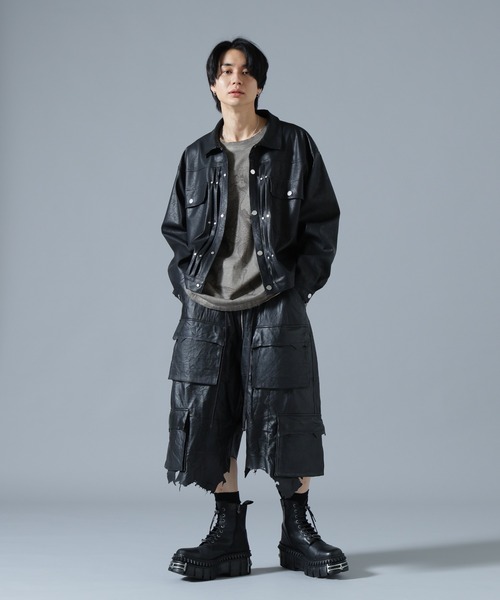 DANKE SCHON（ダンケシェーン）の「DankeSchon/ダンケシェーン/REPRO-LEATHER CARGO SHORTS（カーゴパンツ・メンズ・ブラック・L/M）」の8枚目の写真