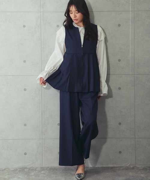 ANOTHER S（アナザーエス）の「ジレ＆ワイドパンツ2点セットアップ