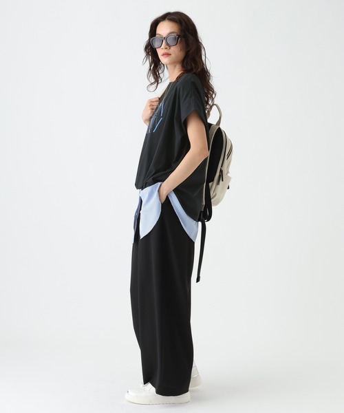 Elura（エルーラ）の「≪UVカット・接触冷感≫フロントギャザーロゴT/670094（Tシャツ/カットソー・レディース・ブラック/ホワイト×ブラック/ホワイト×ピンク/ダークブラウン・FREE）」の18枚目の写真