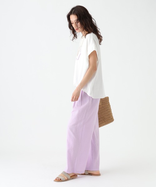 Elura（エルーラ）の「≪UVカット・接触冷感≫フロントギャザーロゴT/670094（Tシャツ/カットソー・レディース・ブラック/ホワイト×ブラック/ホワイト×ピンク/ダークブラウン・FREE）」の13枚目の写真