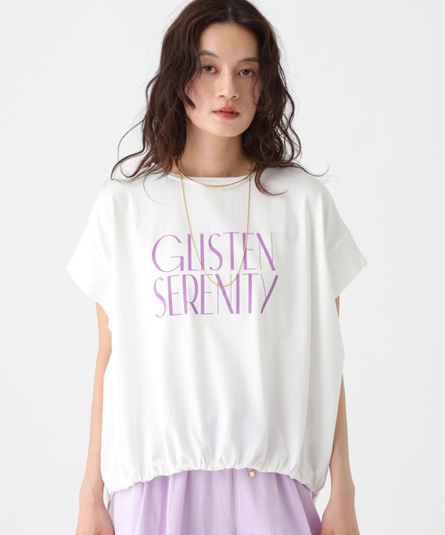 Elura（エルーラ）の「≪UVカット・接触冷感≫フロントギャザーロゴT/670094（Tシャツ/カットソー・レディース・ブラック/ホワイト×ブラック/ホワイト×ピンク/ダークブラウン・FREE）」の9枚目の写真