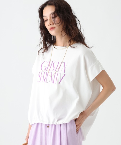 Elura（エルーラ）の「≪UVカット・接触冷感≫フロントギャザーロゴT/670094（Tシャツ/カットソー・レディース・ブラック/ホワイト×ブラック/ホワイト×ピンク/ダークブラウン・FREE）」の10枚目の写真