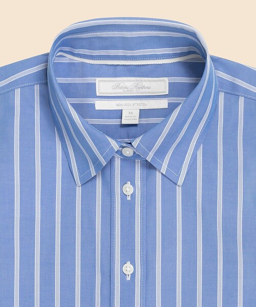 BROOKS BROTHERS(ブルックスブラザーズ)の「スーピマコットンストレッチ ストライプ ドレスシャツ Classic Fit(シャツ/ブラウス・レディース・ブルー・LARGE/X-SMALL/SMALL/MEDIUM)」の4枚目の写真