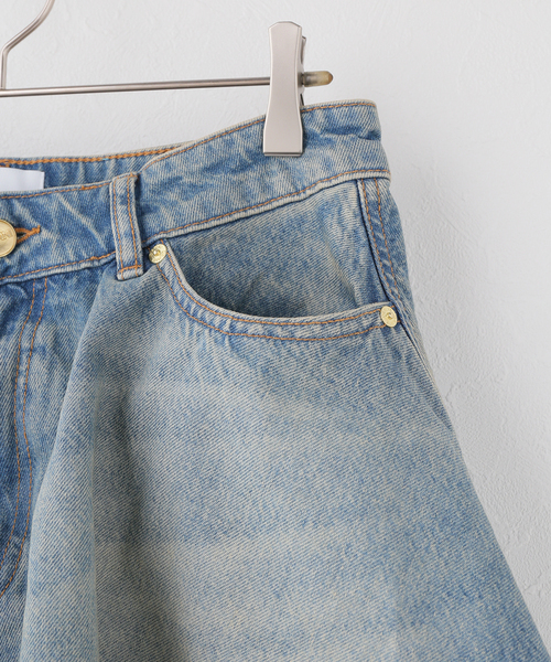 U by SPICK&SPAN(ユーバイスピックアンドスパン)の「GANNI / ガニー Tint Rigid Denim Mini Skirt(デニムスカート・レディース・ブルー・SMALL)」の3枚目の写真