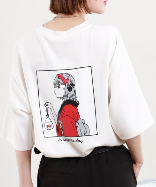 Red Cap Girl(レッドキャプガール)の「RED CAP GIRL ポンチ プリントTシャツ 半袖(Tシャツ/カットソー・メンズ・ホワイト系1/ライトグレー系1/グリーン系1/ブラック系1/グレー系1/ブルー系1/ピンク系1/ブルー系2/グリーン系2/カーキ/ライトグレー系4/ブルー系3/ホワイト系2/ライトグレー系3/ホワイト系4/ピンク系2/ブラック系3/ピンク系3/ライトグレー系2/グレー系2/ピンク系4/ホワイト系3/ブラック系2/ブラック系4・M/LL/L)」の5枚目の写真