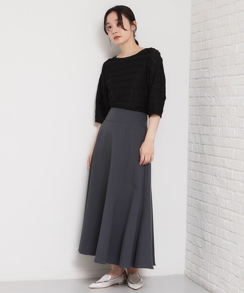 THE SHOP TK （ザ ショップ ティーケー ）の「【セットアップ可】麻調ミモレ丈フレアスカート（スカート・レディース・チャコールグレー/ナチュラル・12/13）」の6枚目の写真