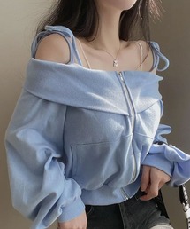 肩紐付き オフショルダー スウェット