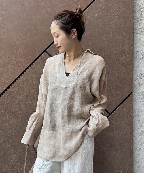 JOURNAL STANDARD(ジャーナルスタンダード)の「《追加》リネンメッシュシャツ(シャツ/ブラウス・レディース・ブラック/ブラウン/ベージュ・FREE)」の21枚目の写真