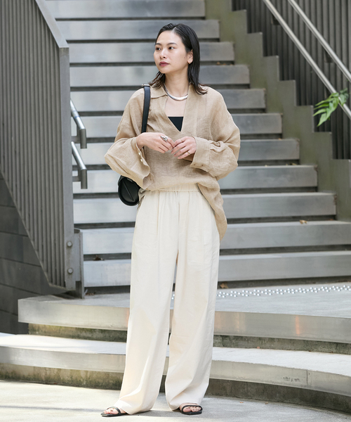 JOURNAL STANDARD(ジャーナルスタンダード)の「《追加》リネンメッシュシャツ(シャツ/ブラウス・レディース・ブラック/ブラウン/ベージュ・FREE)」の19枚目の写真