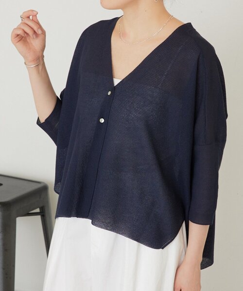 LIVETART（リヴェタート）の「シアーサラッとカーディガン（カーディガン/ボレロ・レディース・ホワイト/ネイビー/ダークグレー・FREE）」の3枚目の写真