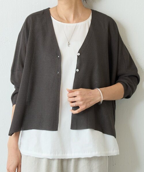LIVETART（リヴェタート）の「シアーサラッとカーディガン（カーディガン/ボレロ・レディース・ホワイト/ネイビー/ダークグレー・FREE）」の2枚目の写真