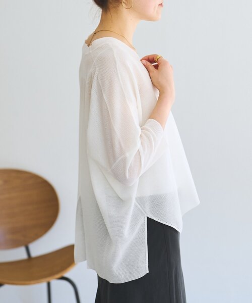 LIVETART（リヴェタート）の「シアーサラッとカーディガン（カーディガン/ボレロ・レディース・ホワイト/ネイビー/ダークグレー・FREE）」の7枚目の写真