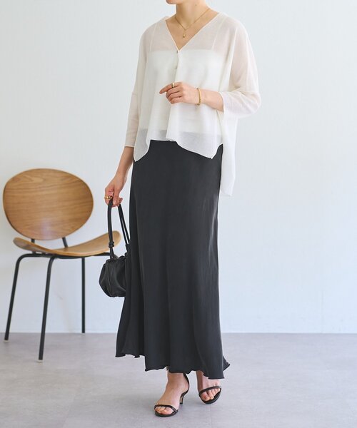 LIVETART（リヴェタート）の「シアーサラッとカーディガン（カーディガン/ボレロ・レディース・ホワイト/ネイビー/ダークグレー・FREE）」の8枚目の写真