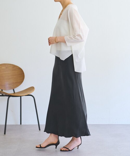 LIVETART（リヴェタート）の「シアーサラッとカーディガン（カーディガン/ボレロ・レディース・ホワイト/ネイビー/ダークグレー・FREE）」の9枚目の写真