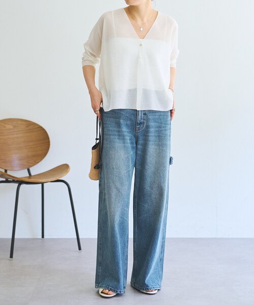 LIVETART（リヴェタート）の「シアーサラッとカーディガン（カーディガン/ボレロ・レディース・ホワイト/ネイビー/ダークグレー・FREE）」の14枚目の写真