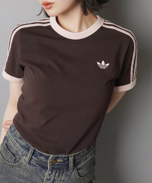adidas(アディダス)の「【adidas/アディダス】スリーストライプス半袖ピタTシャツ/スリム(Tシャツ/カットソー・レディース・ブラウン/サックスブルー・M)」の10枚目の写真