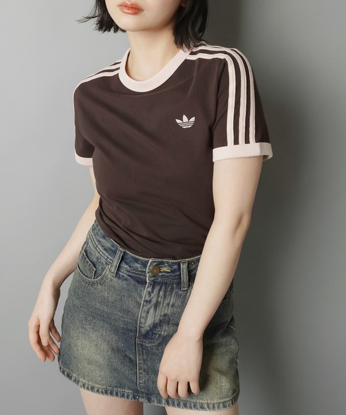 adidas(アディダス)の「【adidas/アディダス】スリーストライプス半袖ピタTシャツ/スリム(Tシャツ/カットソー・レディース・ブラウン/サックスブルー・M)」の13枚目の写真