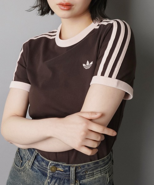 adidas(アディダス)の「【adidas/アディダス】スリーストライプス半袖ピタTシャツ/スリム(Tシャツ/カットソー・レディース・ブラウン/サックスブルー・M)」の11枚目の写真
