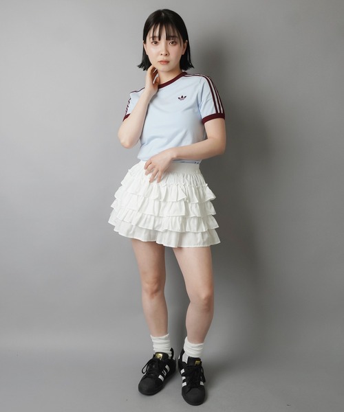 adidas(アディダス)の「【adidas/アディダス】スリーストライプス半袖ピタTシャツ/スリム(Tシャツ/カットソー・レディース・ブラウン/サックスブルー・M)」の19枚目の写真