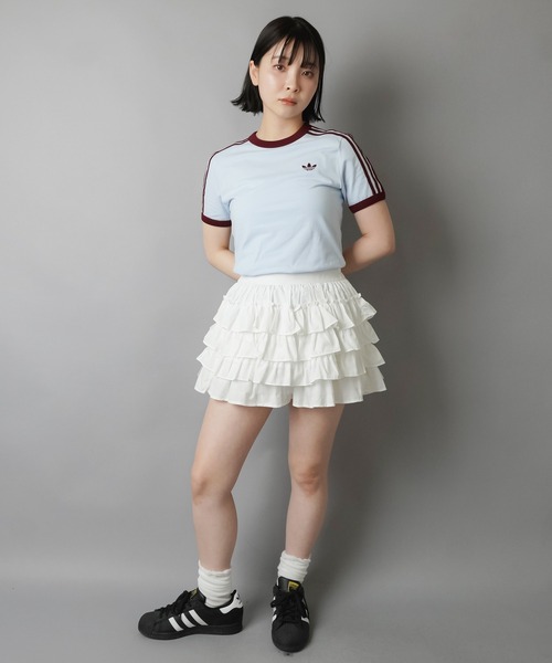 adidas(アディダス)の「【adidas/アディダス】スリーストライプス半袖ピタTシャツ/スリム(Tシャツ/カットソー・レディース・ブラウン/サックスブルー・M)」の20枚目の写真