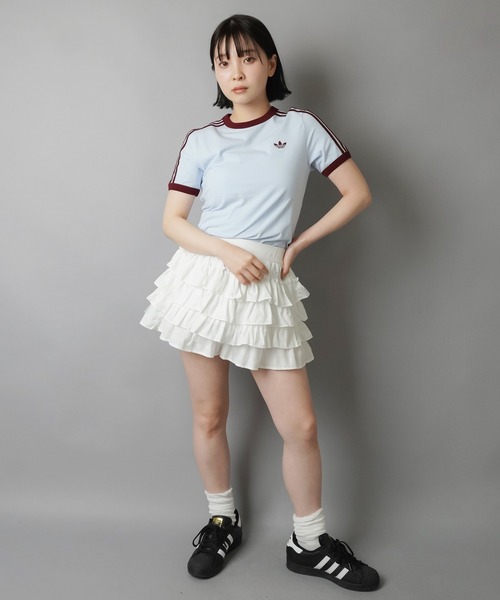 adidas(アディダス)の「【adidas/アディダス】スリーストライプス半袖ピタTシャツ/スリム(Tシャツ/カットソー・レディース・ブラウン/サックスブルー・M)」の21枚目の写真