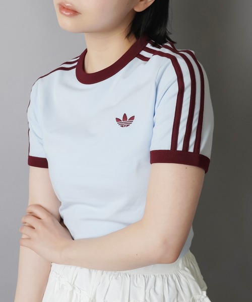 adidas(アディダス)の「【adidas/アディダス】スリーストライプス半袖ピタTシャツ/スリム(Tシャツ/カットソー・レディース・ブラウン/サックスブルー・M)」の17枚目の写真