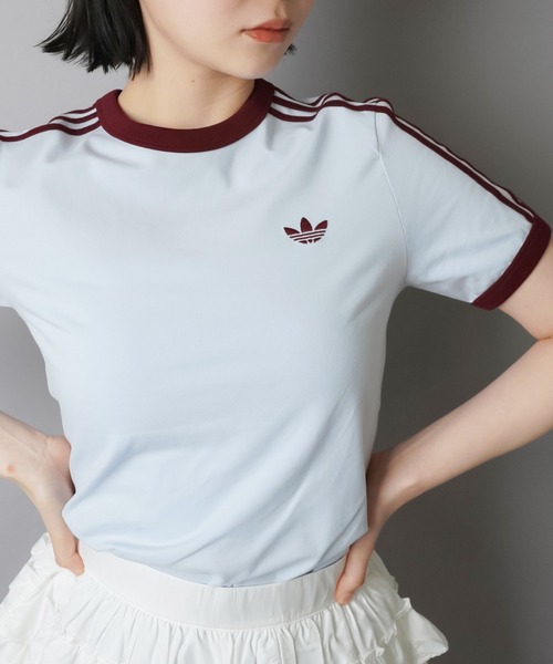 adidas(アディダス)の「【adidas/アディダス】スリーストライプス半袖ピタTシャツ/スリム(Tシャツ/カットソー・レディース・ブラウン/サックスブルー・M)」の18枚目の写真