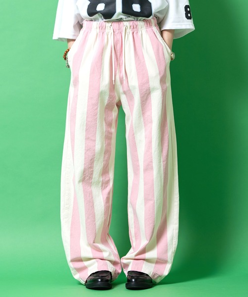 a.p.o.v.(エーピーオービー)の「a.p.o.v. 極太ストライプウォッシュドコットンワイドイージーパンツ(その他パンツ・メンズ・ピンク/イエロー/ブルー/ブラック・ONESIZE)」の4枚目の写真