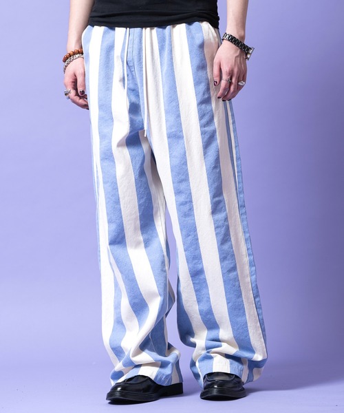 a.p.o.v.(エーピーオービー)の「a.p.o.v. 極太ストライプウォッシュドコットンワイドイージーパンツ(その他パンツ・メンズ・ピンク/イエロー/ブルー/ブラック・ONESIZE)」の3枚目の写真