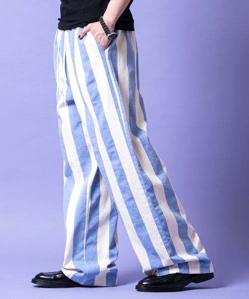 a.p.o.v.(エーピーオービー)の「a.p.o.v. 極太ストライプウォッシュドコットンワイドイージーパンツ(その他パンツ・メンズ・ピンク/イエロー/ブルー/ブラック・ONESIZE)」の8枚目の写真