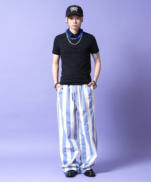 a.p.o.v.(エーピーオービー)の「a.p.o.v. 極太ストライプウォッシュドコットンワイドイージーパンツ(その他パンツ・メンズ・ピンク/イエロー/ブルー/ブラック・ONESIZE)」の9枚目の写真