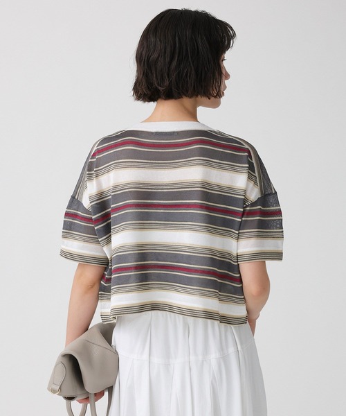 BABYLONE(バビロン)の「マルチボーダーショートプルオーバー(Tシャツ/カットソー・レディース・ベージュ/ブラウン・フリー)」の5枚目の写真