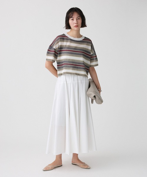 BABYLONE(バビロン)の「マルチボーダーショートプルオーバー(Tシャツ/カットソー・レディース・ベージュ/ブラウン・フリー)」の8枚目の写真