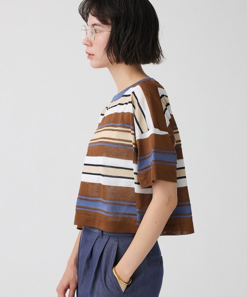 BABYLONE(バビロン)の「マルチボーダーショートプルオーバー(Tシャツ/カットソー・レディース・ベージュ/ブラウン・フリー)」の12枚目の写真